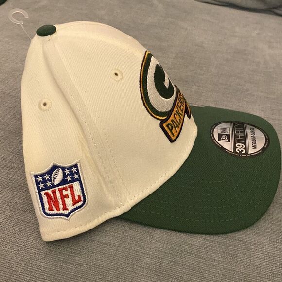New Era Cream/Green Green Bay Packers Sideline 39THIRTY 2-Tone Flex Hat M/L - Picture 2 of 9